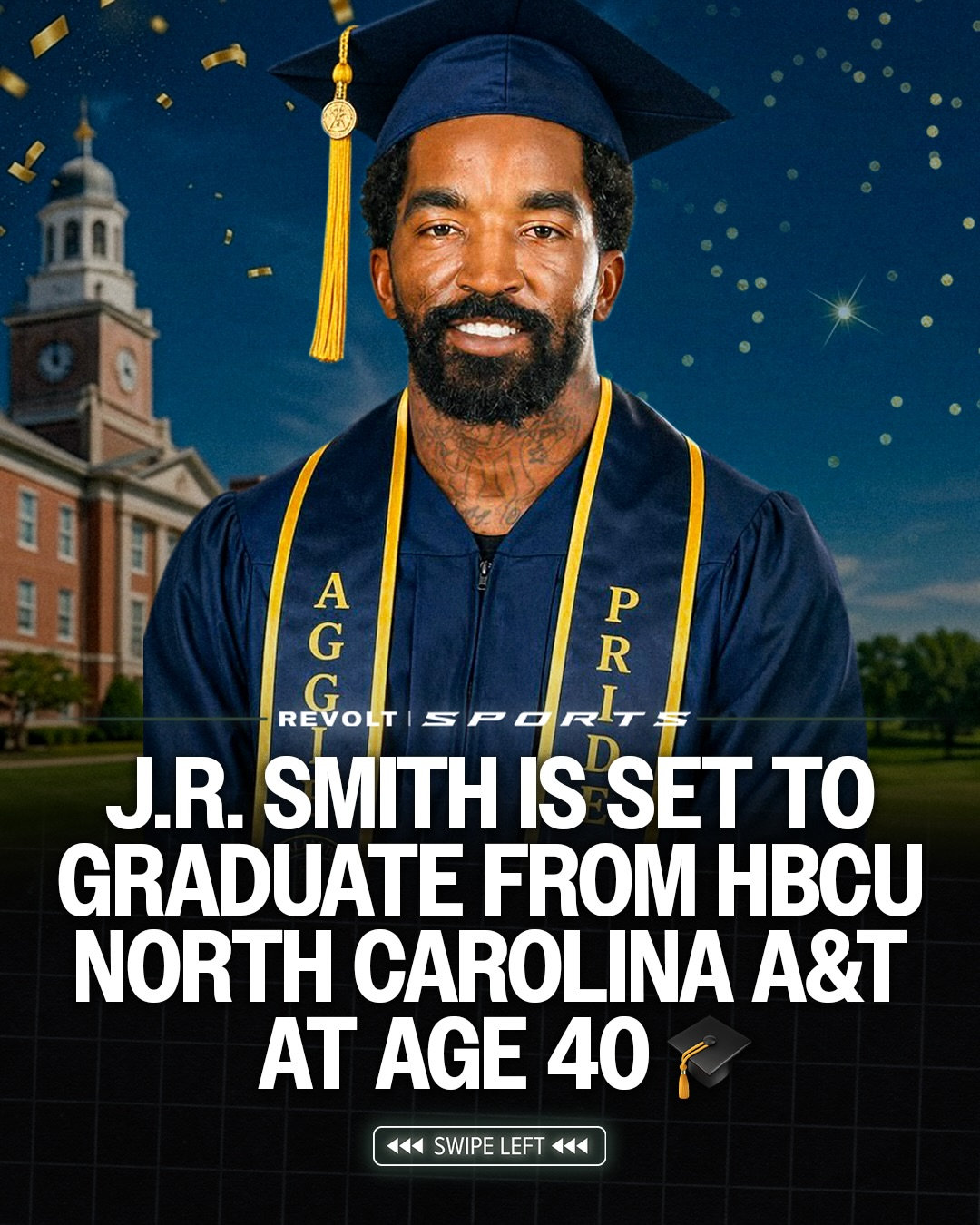 卧槽，JR要毕业了！40岁的JR史密斯即将从北卡农工州立大学毕业。自2021年入
