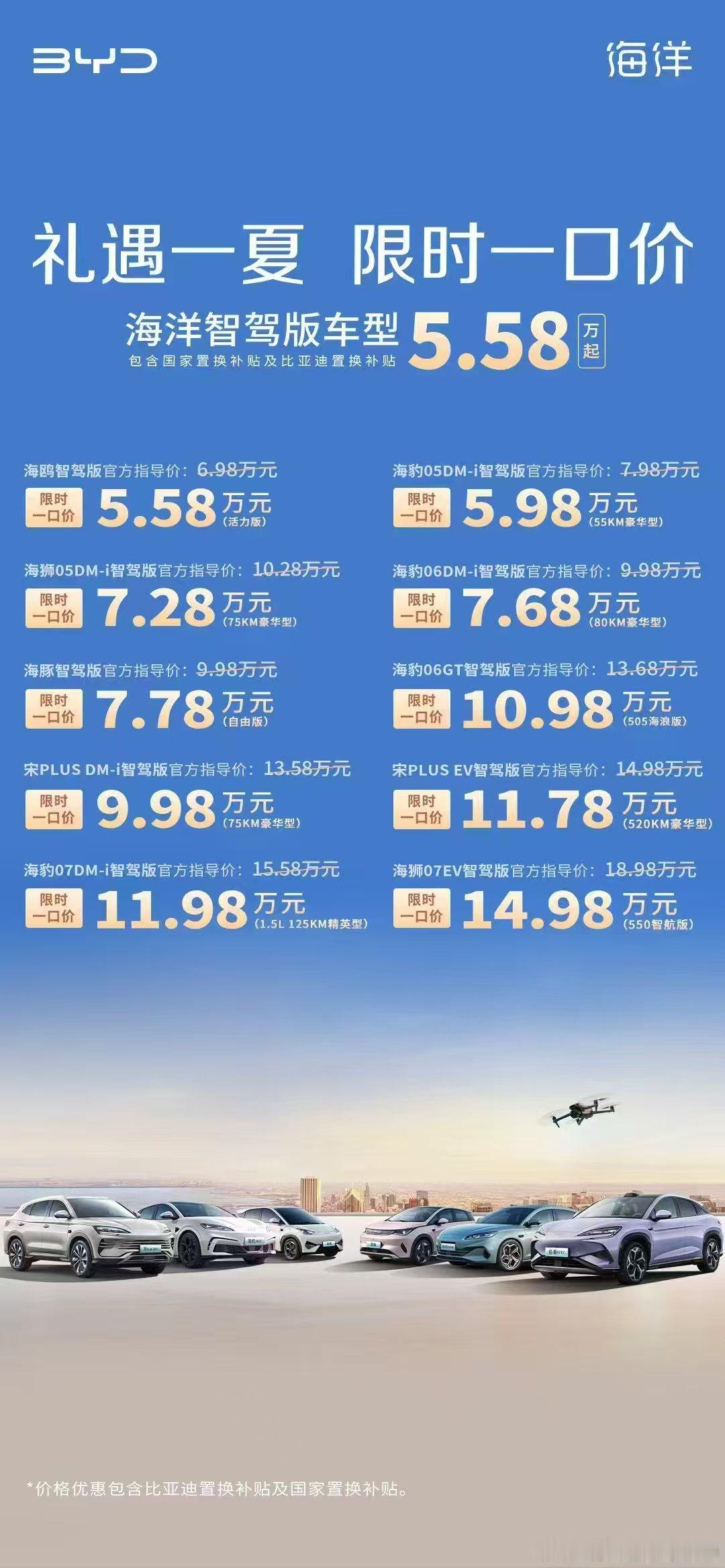 比亚迪推出一口价，含国家和比亚迪自己的置换补贴性价比拉满了[哆啦A梦吃惊]比亚迪