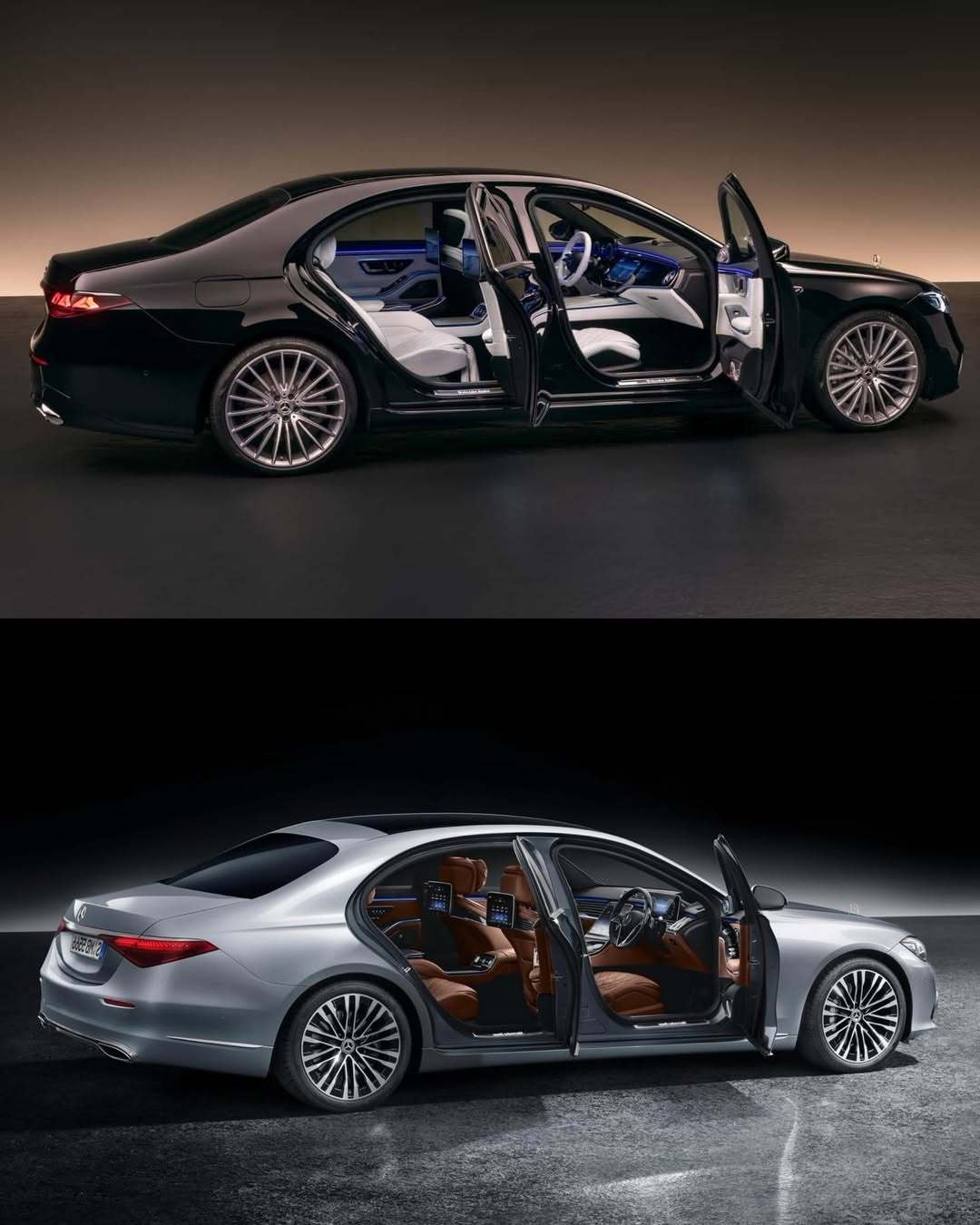 中期改款S级与现款设计对比，气势更足了，应该是现款E级设计语言的完全体演绎了，星