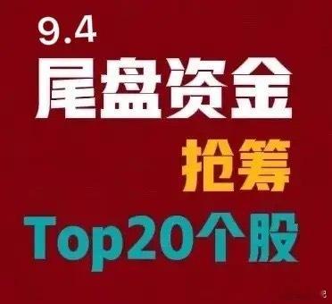 2026‑09‑04 尾盘30分钟抢筹前20个股:1. 中国船舶｜尾盘净流入18
