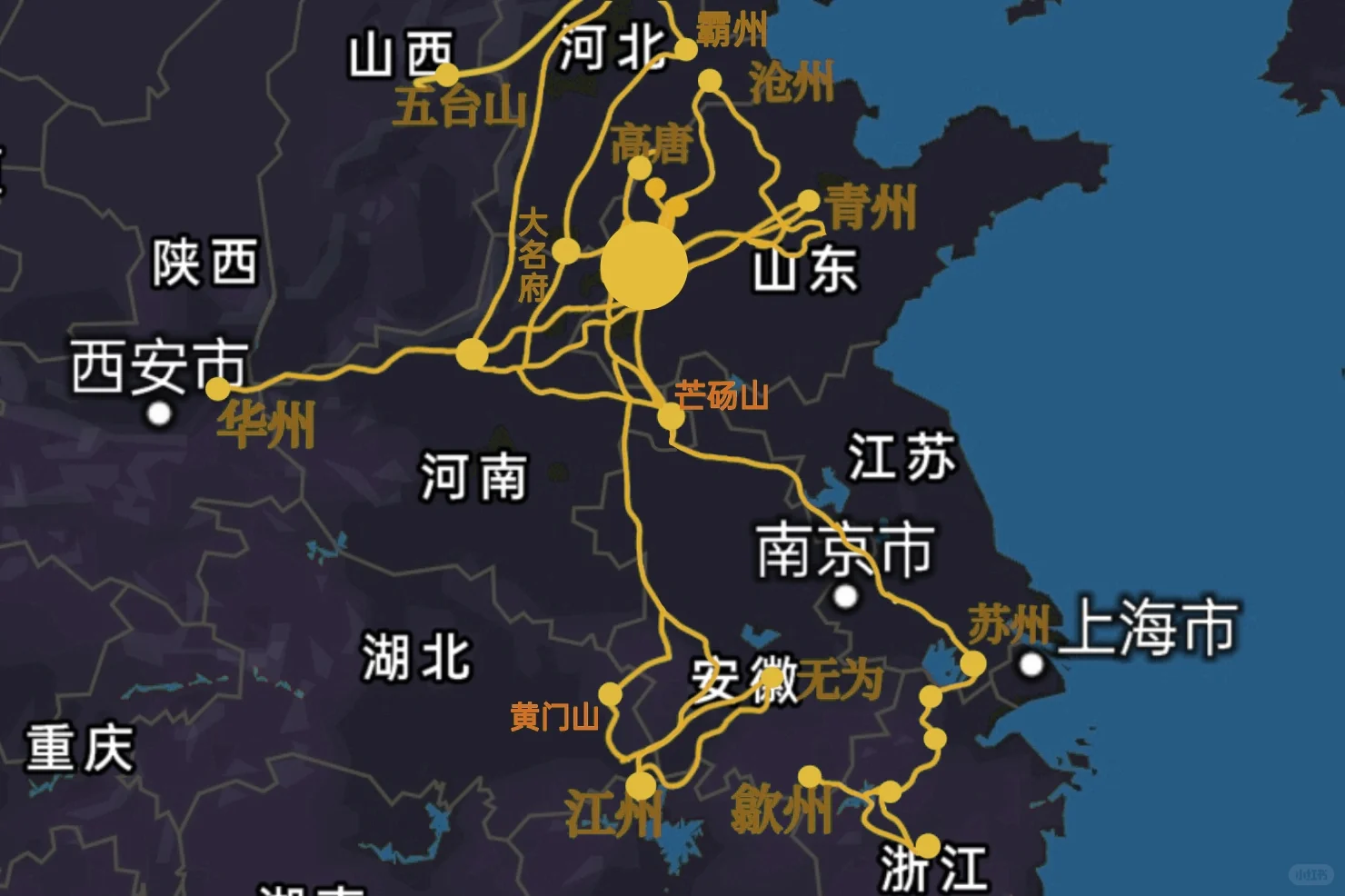 宋江一生的行程轨迹图