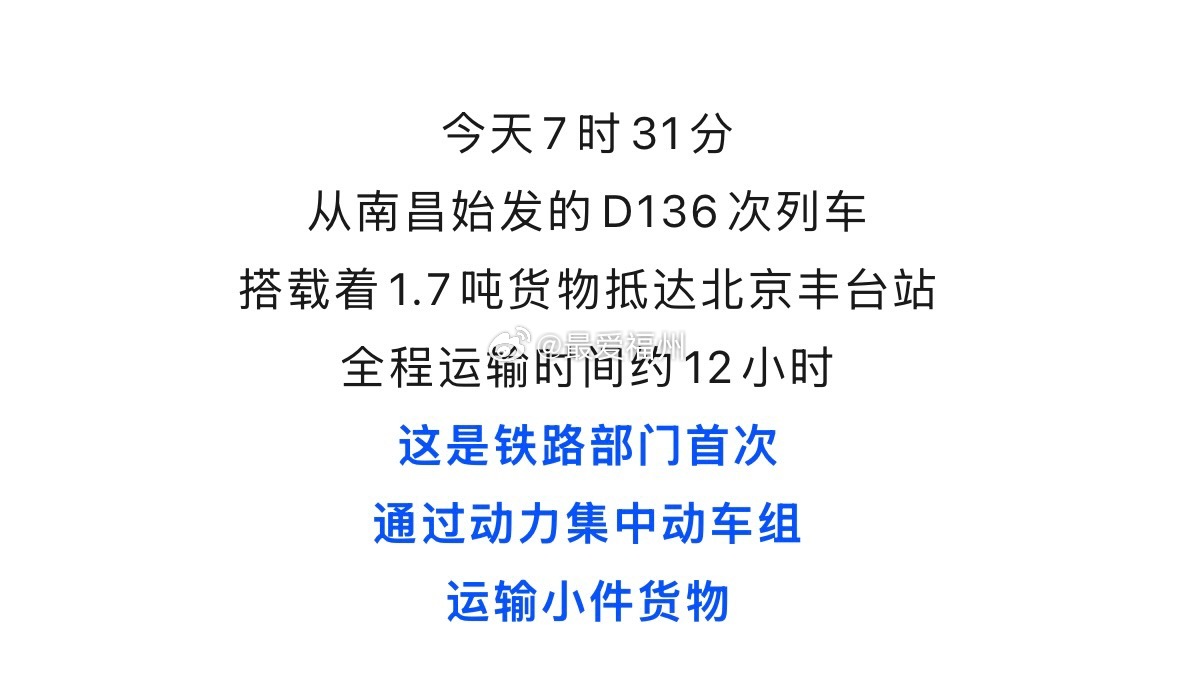“AD钙”动车组首次试点小件货物运输，福厦同步开启试运营 