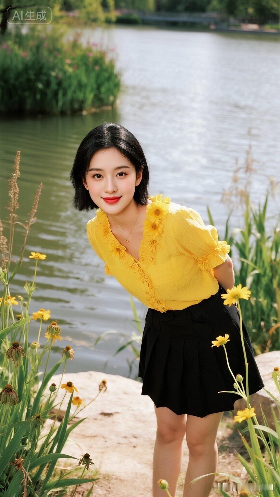 阳光明媚的午后，少女与向日葵的浪漫邂逅🌻💐