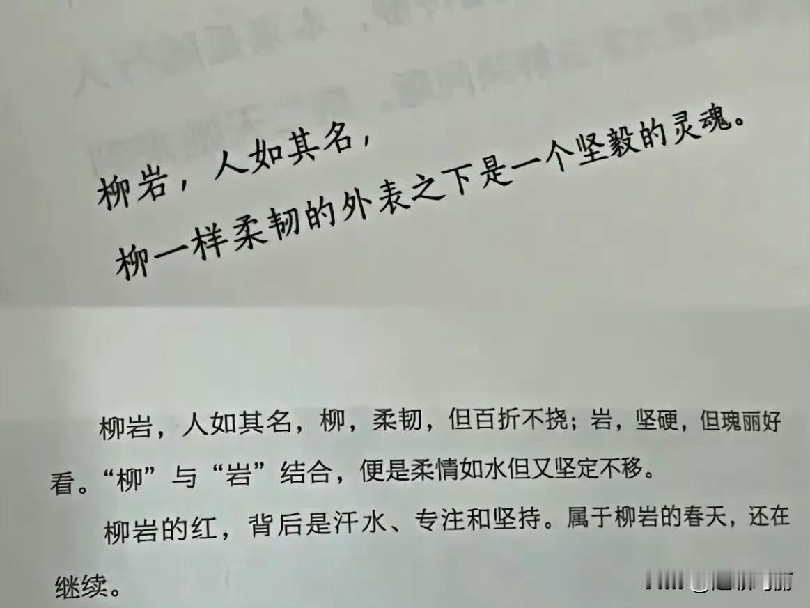 王宝强在自传中写道：“柳岩，人如其名，柳一样柔韧的外表之下是一个坚毅的灵魂。”