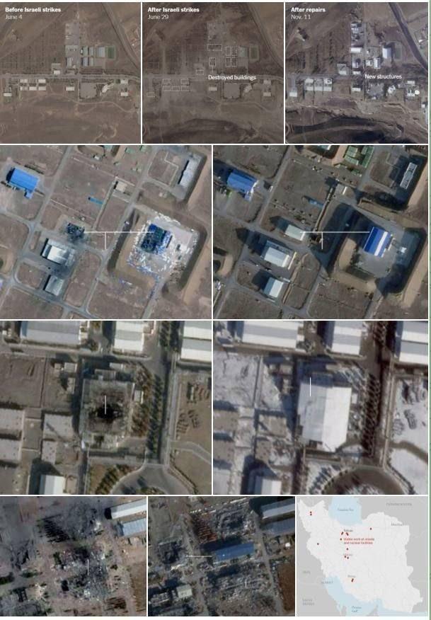 伊朗正在迅速修复导弹发射阵地和核设施。《纽约时报》发布的卫星图像显示了以美空袭前