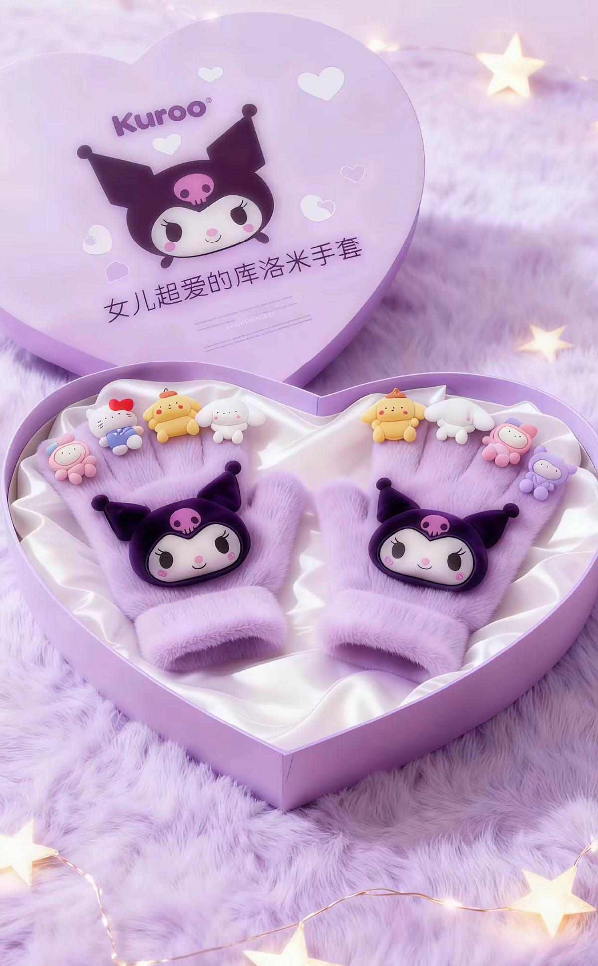 孩子戴上了库洛米手套，走路上街像拖着个小精灵。
不是为了炫，是真开心。
绒毛一抖