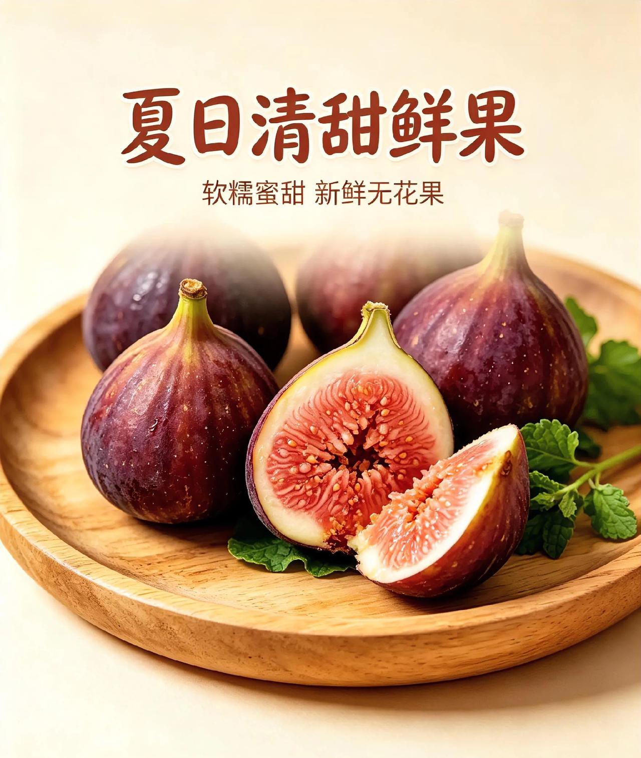 鲜无花果
 
夏日宝藏鲜果当属新鲜无花果！不用剥皮，洗净直接吃，软糯绵密，果肉清