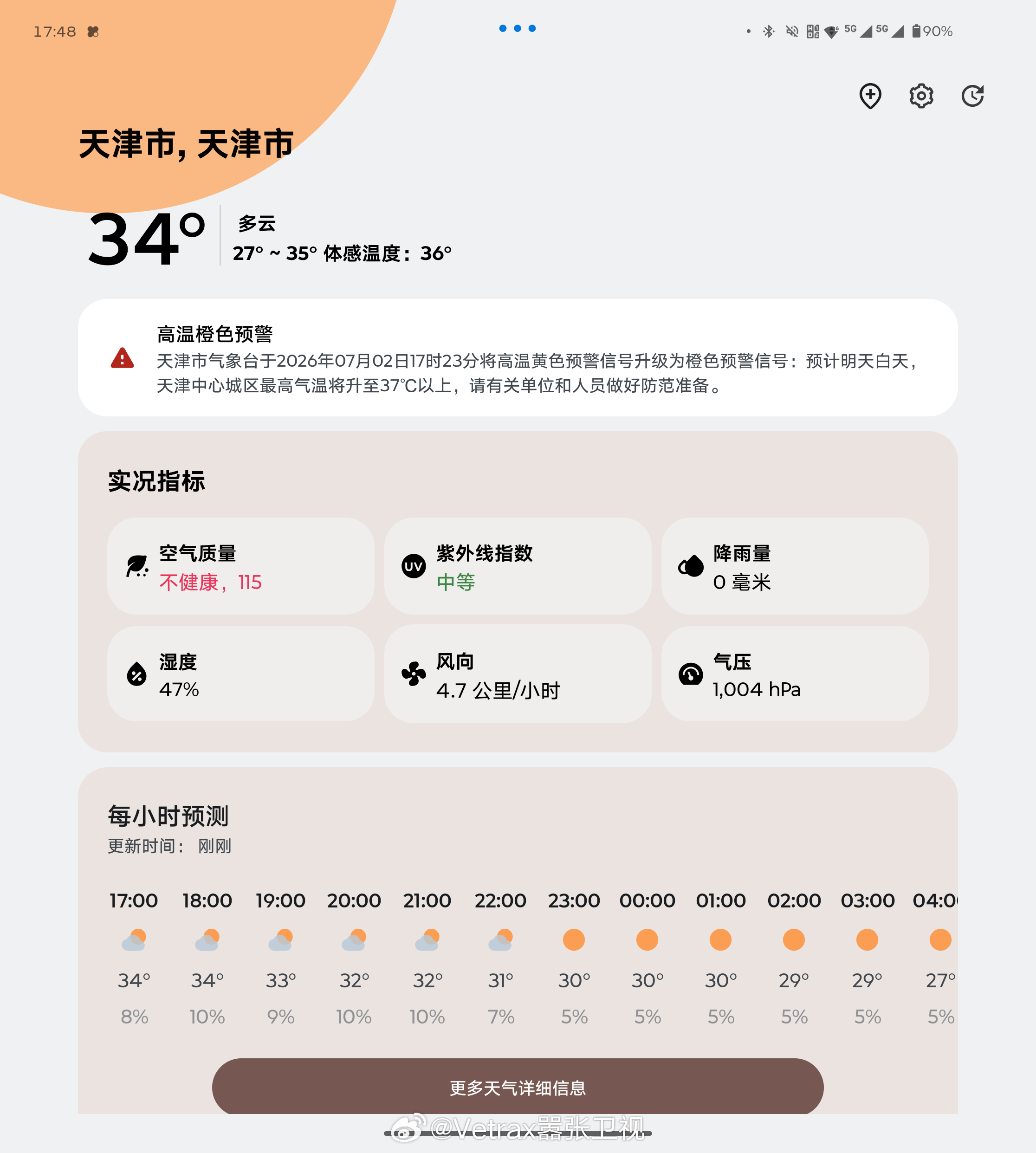 京津冀的冷涡走得好绝情……天津一下子就挂橙色高温预警了……