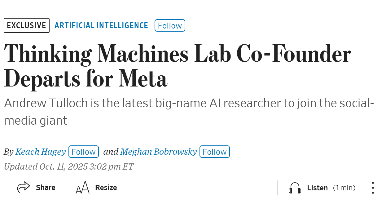 Thinking Machines Lab 联合创始人 Andrew Tullo