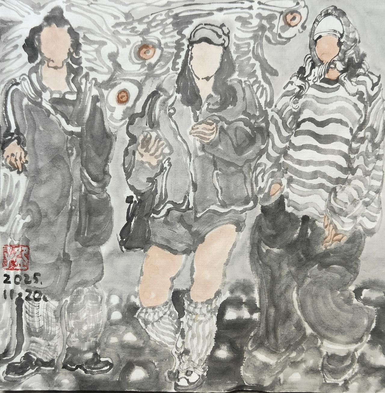 碗子的纸片水墨