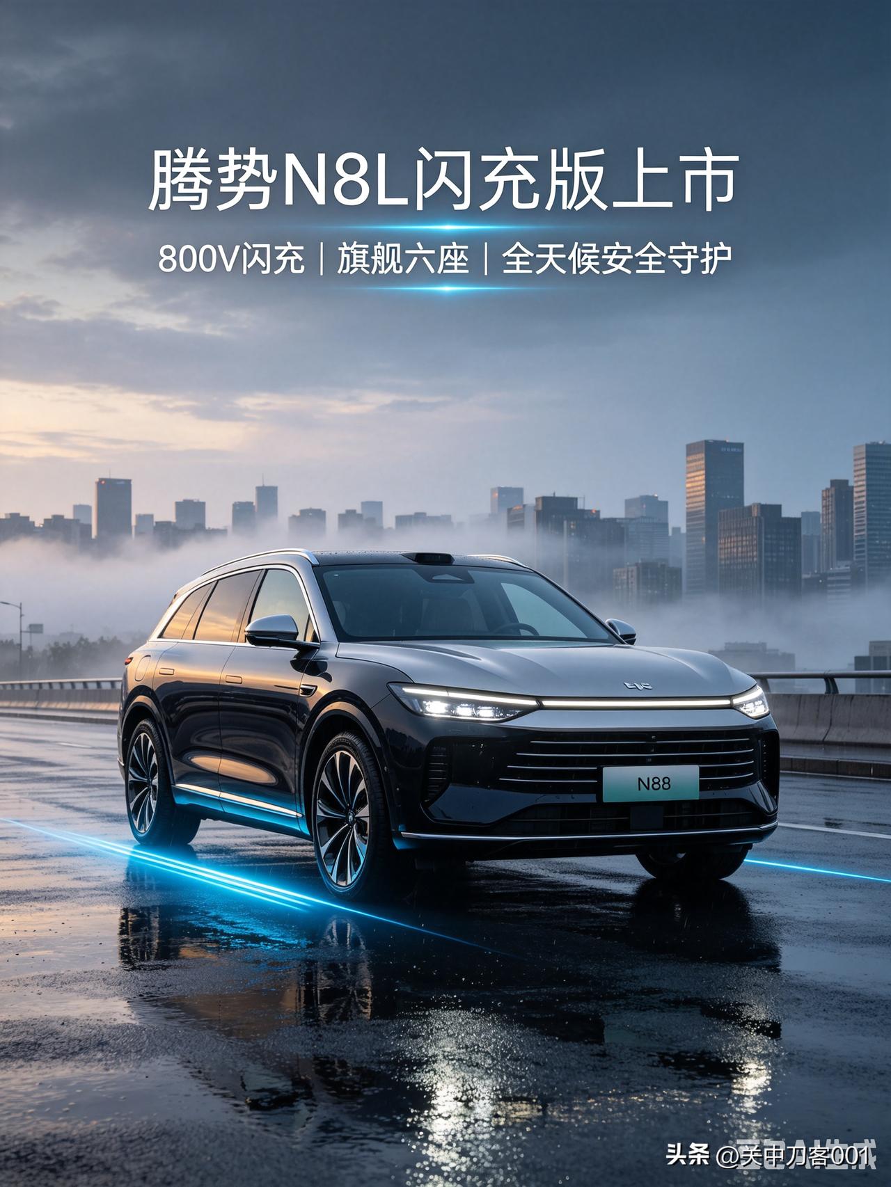 腾势N8L闪充版上市接连不断的极端天灾提醒我们，家用车不仅要舒适载人，更要兼备应