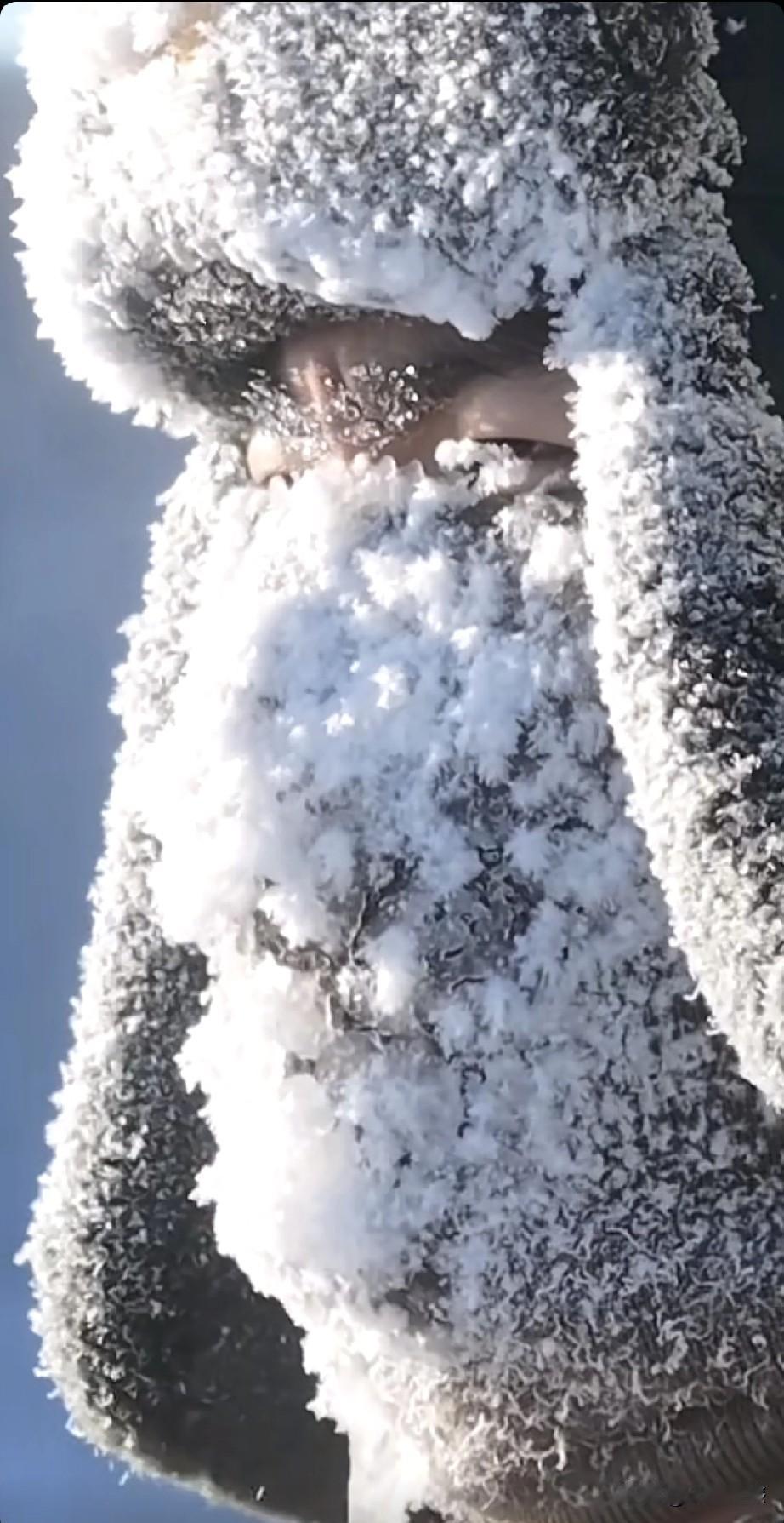 黑龙江漠河的边防兵，顶着极寒的天气，为祖国守卫边疆，看到照片中的他们，脸上都挂满