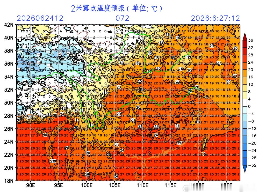 【闷热天气逐渐北扩】图1-3为6月25日-7月3日的露水凝结点温度预报。这个指标