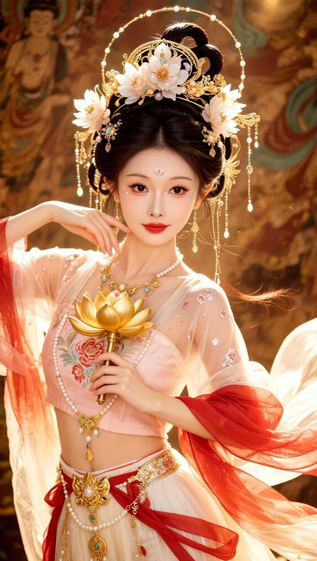 AI敦煌飞天古风写真 国风的美感 敦煌飞天同款 ai写真 敦煌莲花元素