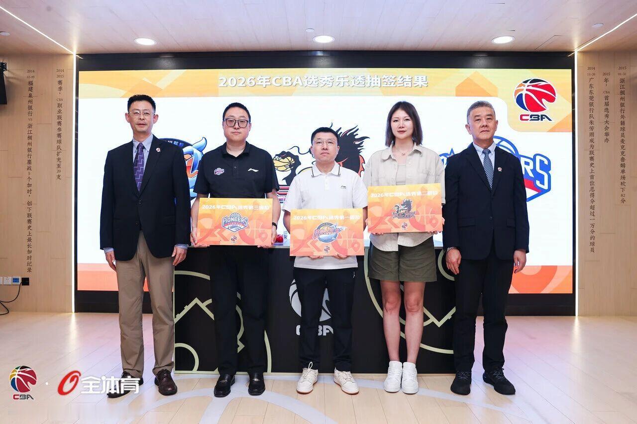 四川男篮抽到2026CBA选秀大会 状元签，江苏男篮榜眼签、天津男篮探花签。CB