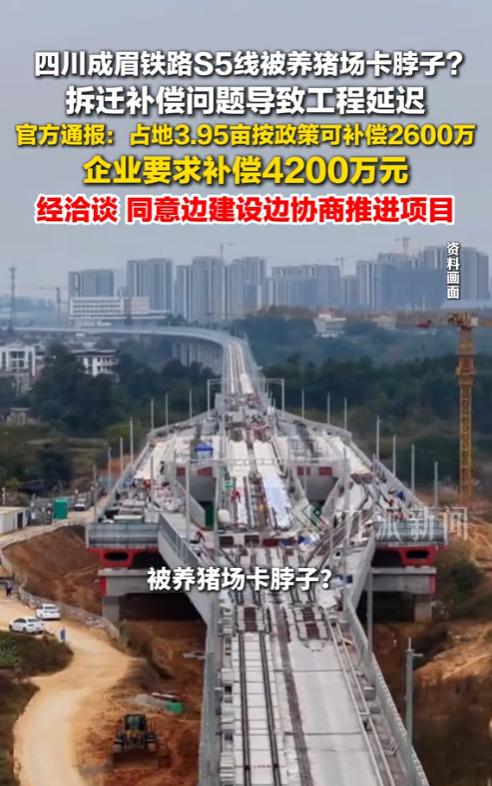 四川成都，男子办的养猪场被铁路项目划入征地范围。街道办口头承诺补偿4200万，还