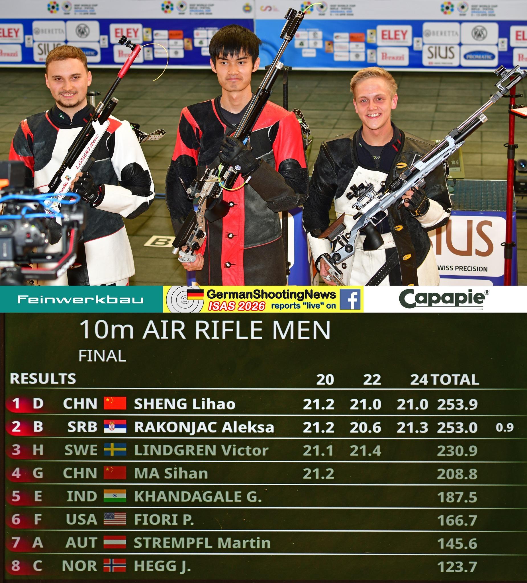男子10米气步枪盛李豪、马思涵决赛图cr德国射击新闻、国际射联 、塞尔维亚射击协