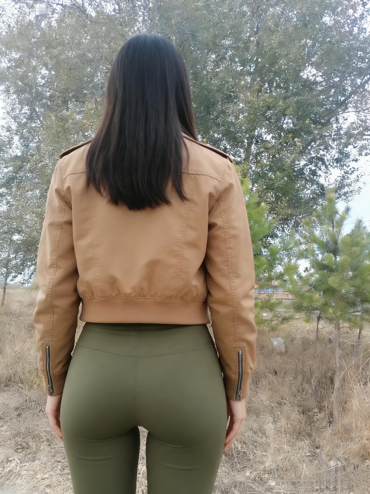 不必转身，旷野已读懂她的沉默
皮衣的褶皱是风的脚印
裤料的光泽是阳光的吻痕
她的