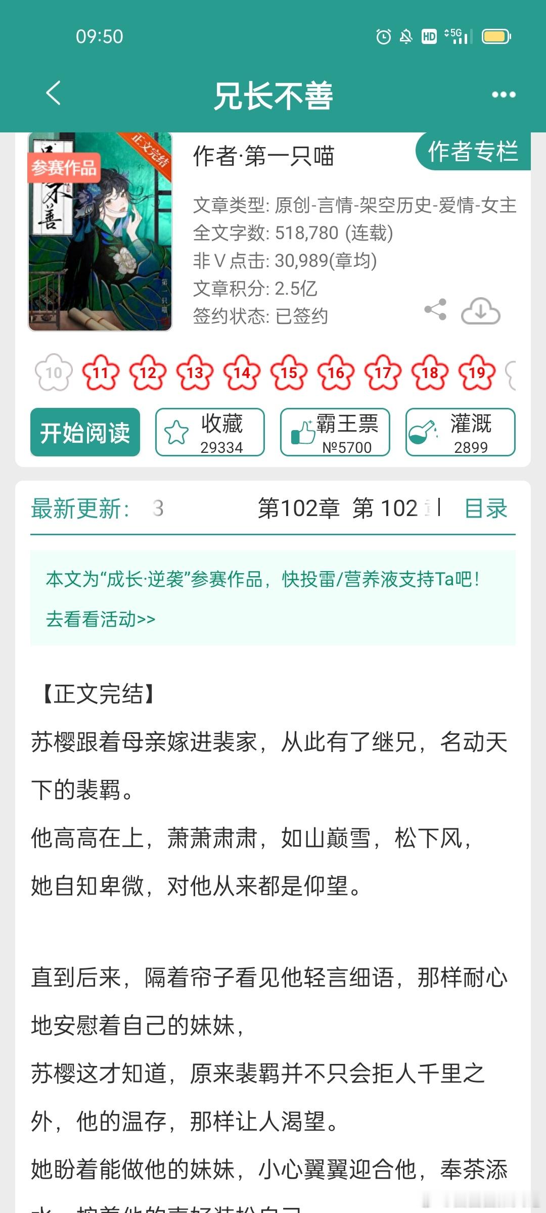 #推文[超话]##言情小说推荐# 《兄长不善》正文完结 ​​​