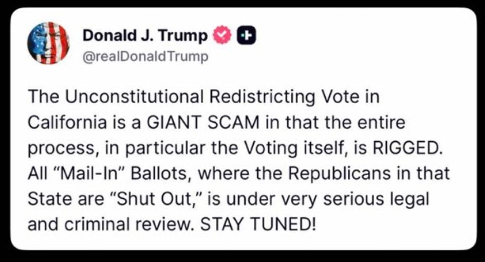 唐纳德．J．特朗普加利福尼亚州的违宪重新划分选区投票是一个巨大的骗局，因为整个过