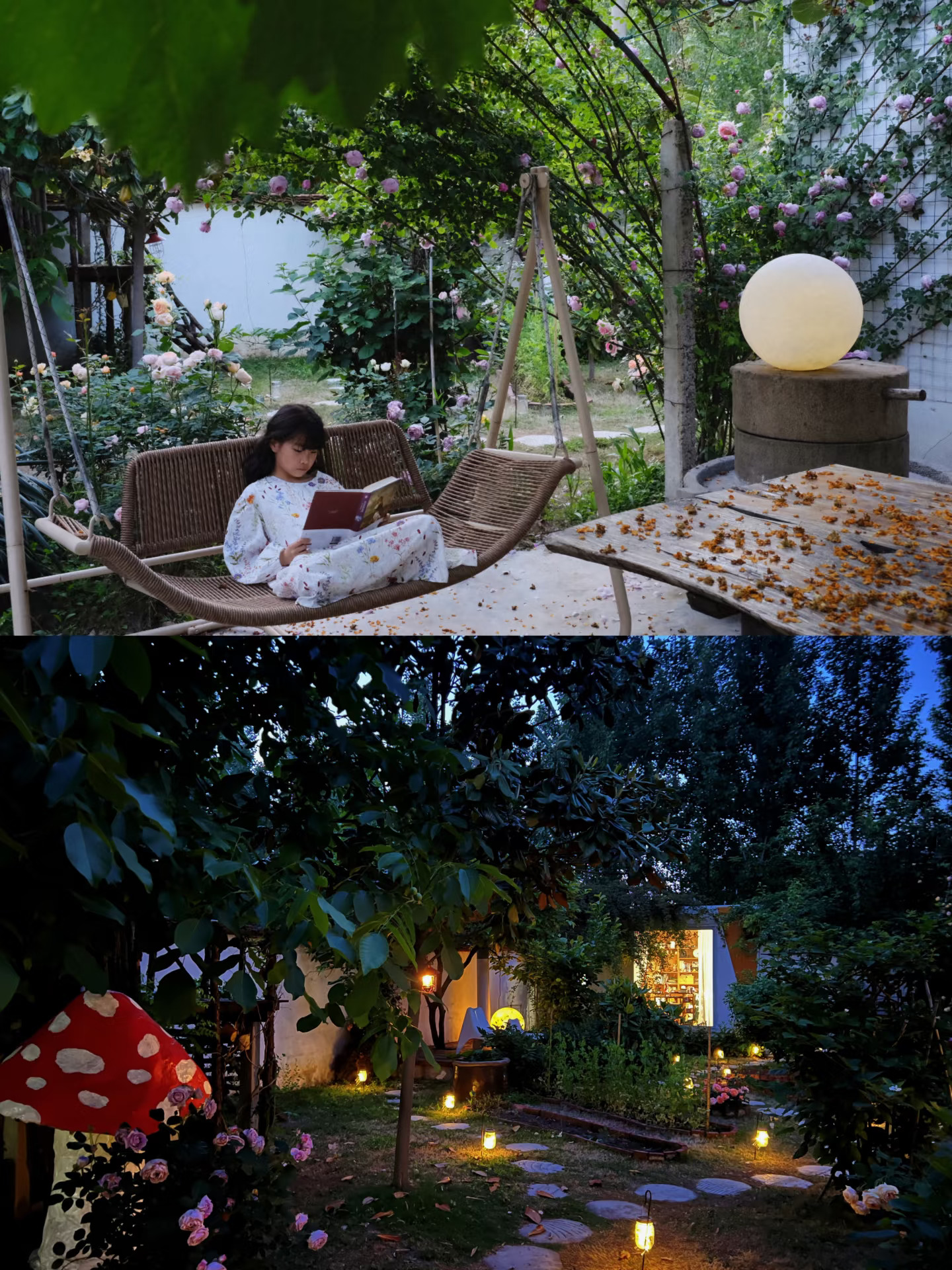 乡村小院的傍晚🌛春天说：月亮掉到了我家