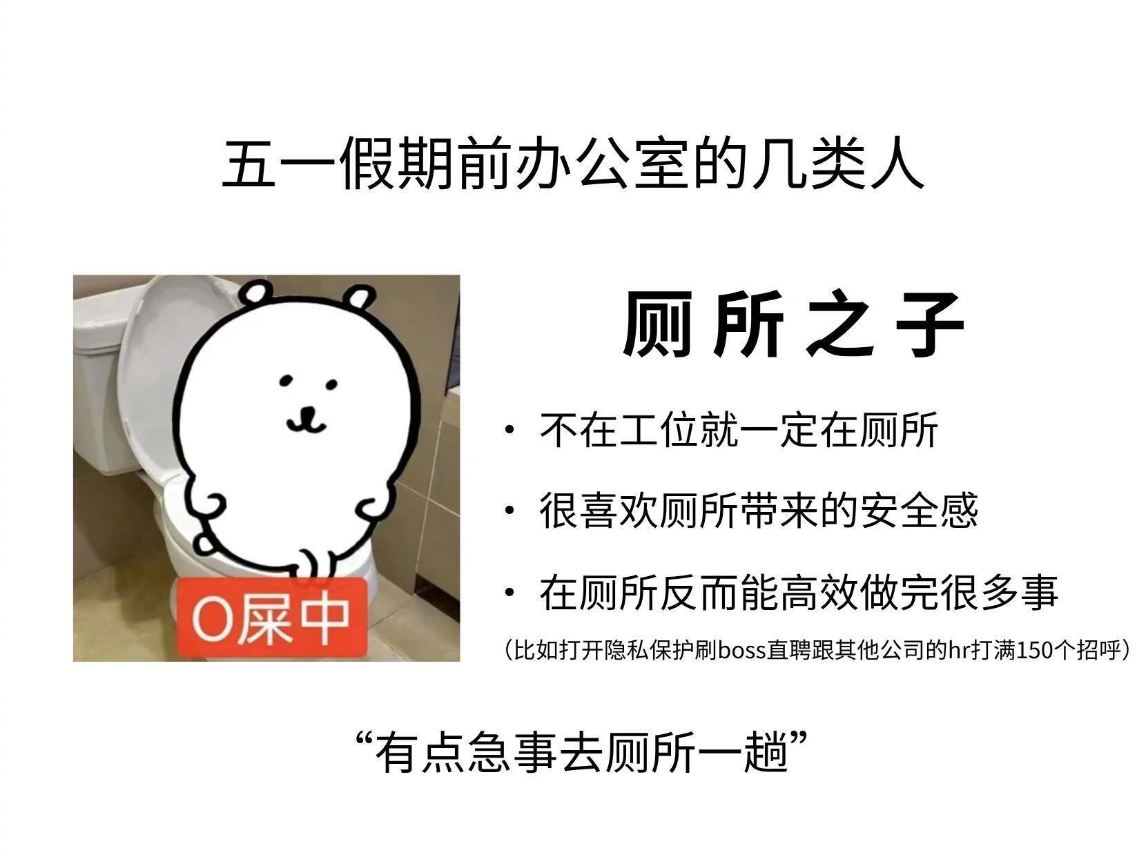 五一放假前办公室的几类人belike：五一你快来吧真的快坚持不住了我就这样盼五一