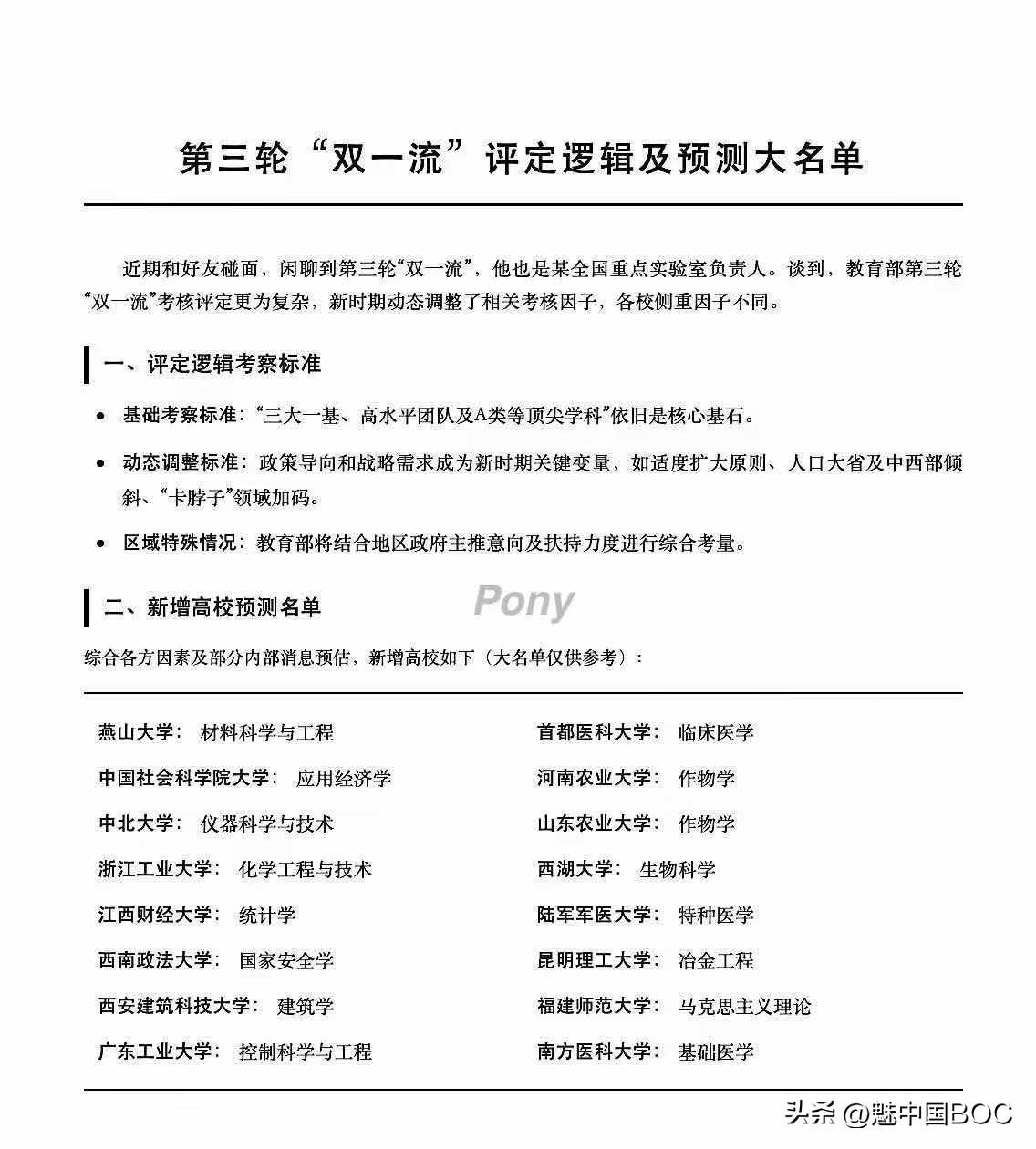 第三轮双一流新增高校预测名单流出，16所双非上榜，号称靠谱率98%。咱不吹不黑，