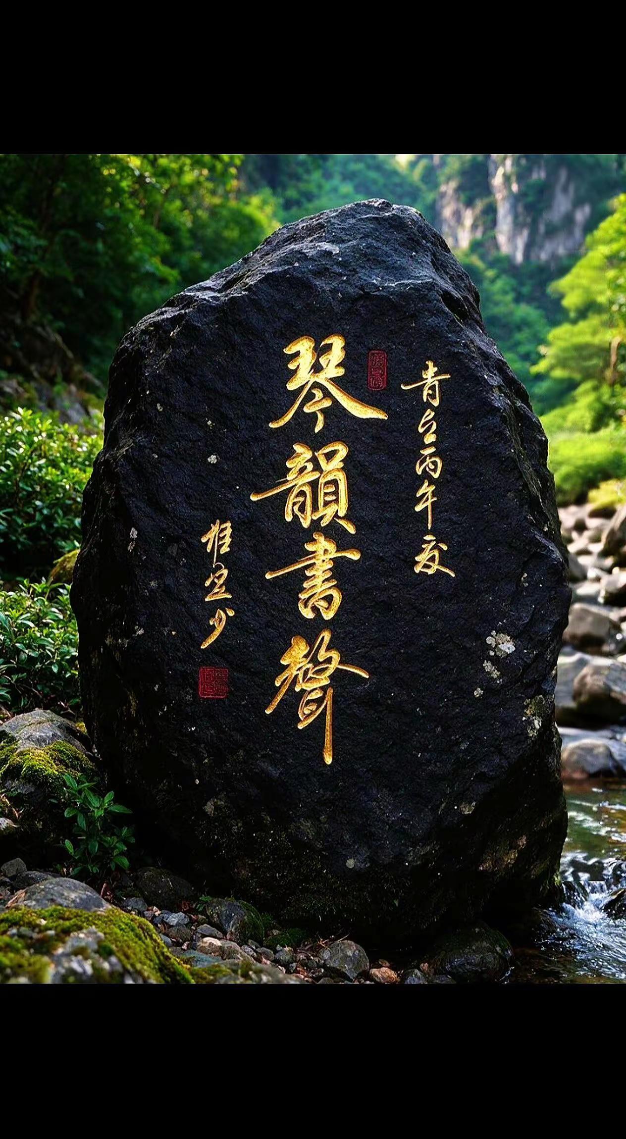 维安原创书法。石头上的书法 传承书艺文化
