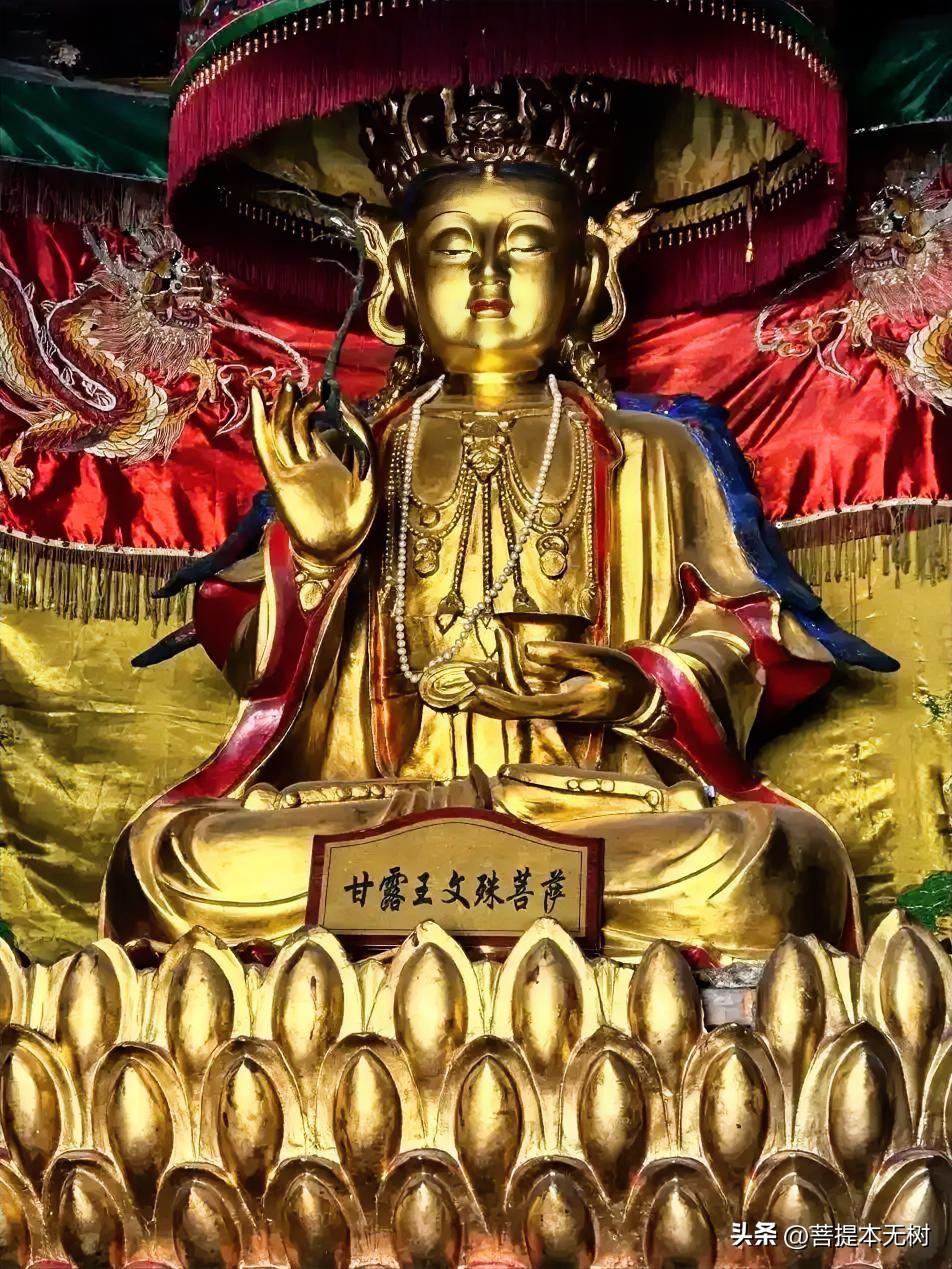 五台山甘露王文殊菩萨：开启智慧，涤荡凡尘烦恼
 
这尊庄严金身是甘露王文殊菩萨，
