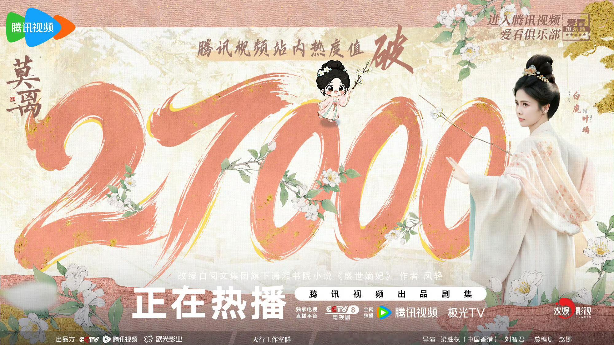 白鹿没有去碰场外的声音莫离热度27000了，白鹿你很棒扛剧花向着下一步迈进，让那