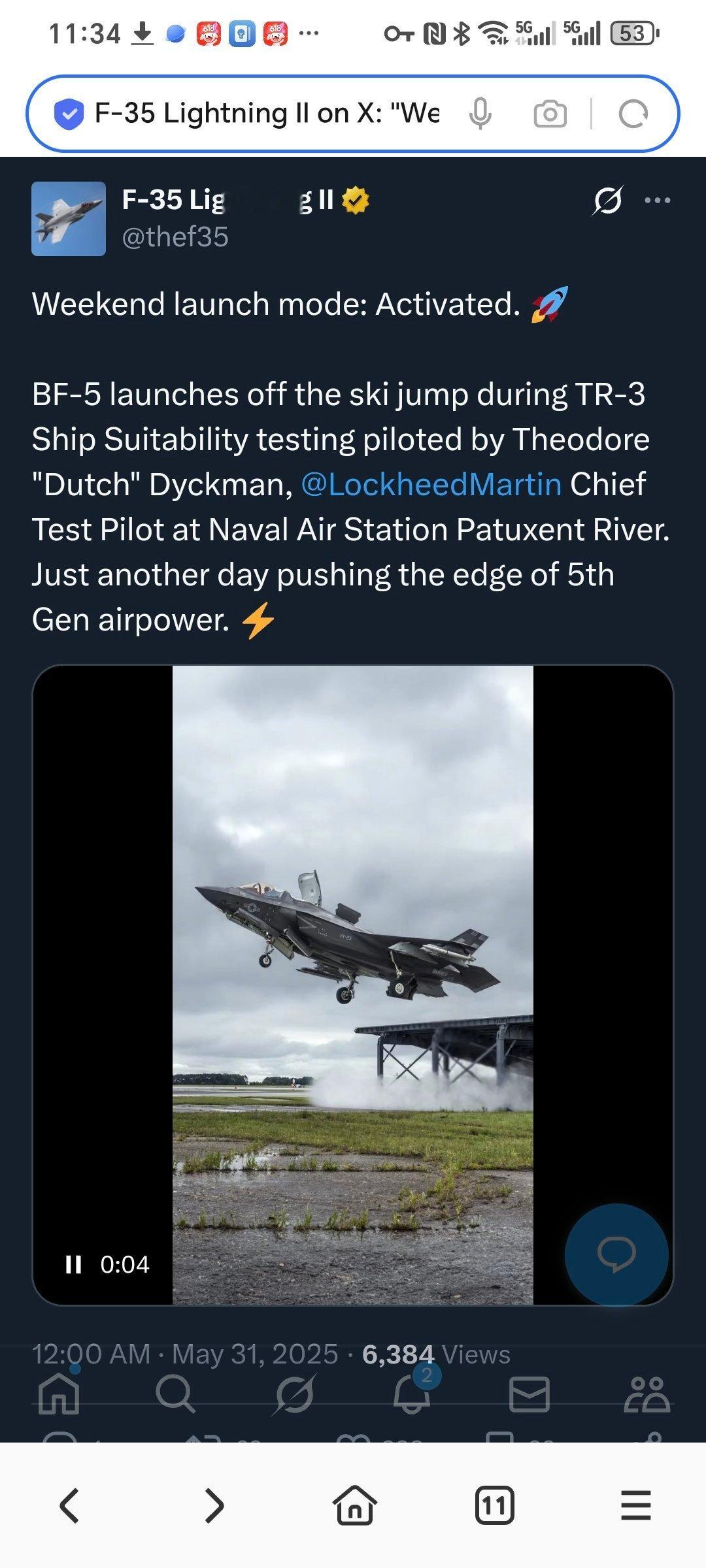 VX-23中队的BF-5号F-35B在帕塔森特河海军航空站进行 TR-3 舰艇适