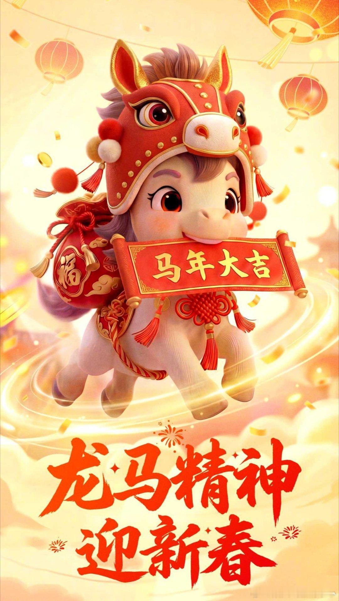 新年快乐！马年大吉！祝愿大家在新的一年里，身体健康，阖家欢乐，心想事成、万事如意