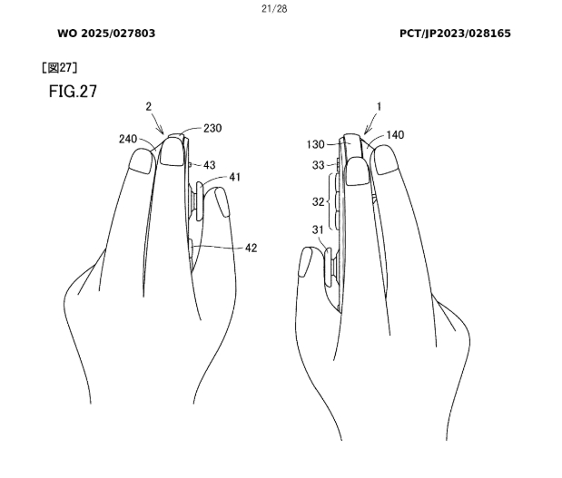 在任天堂新公开的专利文件中，展示了 Switch 2 新joy-con手柄的鼠标