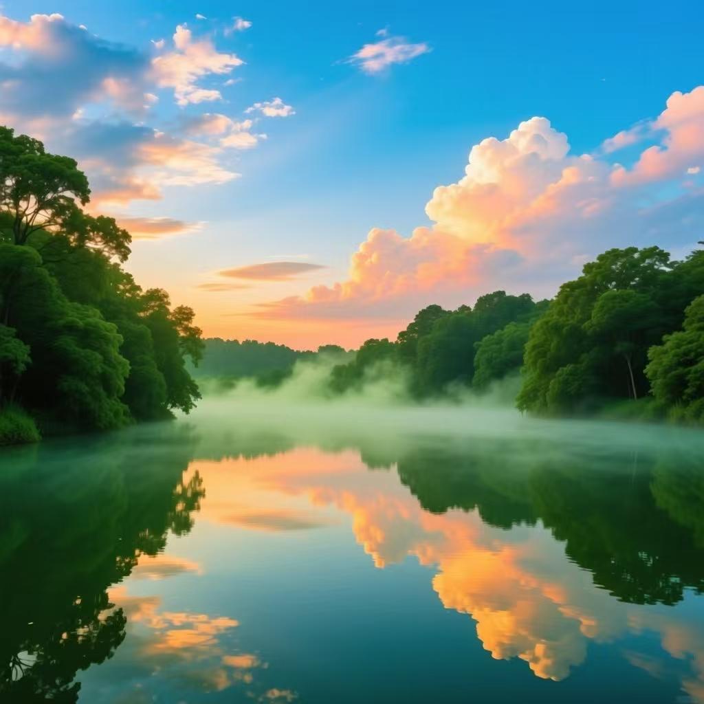 下联：浓绿生烟影，求上联碧空映云霞