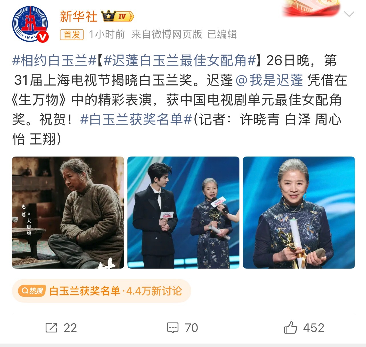 白玉兰吉祥物来也，冠军们和吉祥物合照（恭喜图中获奖的每一位）张凌赫白玉兰青年推广