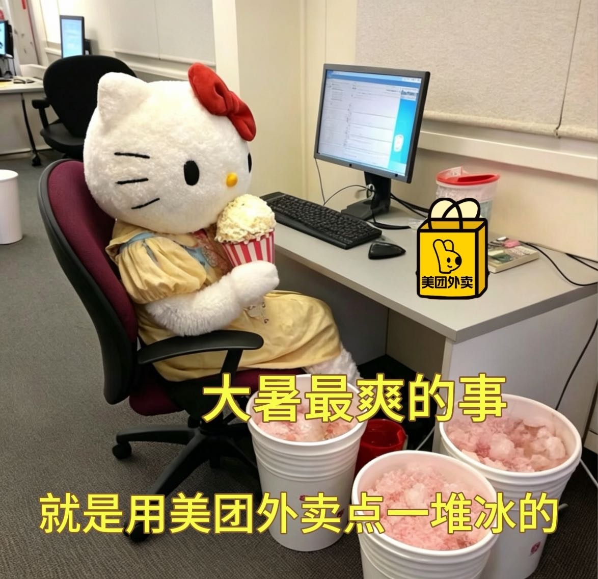 发明这么降温的人绝对是天才大暑天出门买冰饮简直是渡劫！点开美团外卖下单冰美式，到