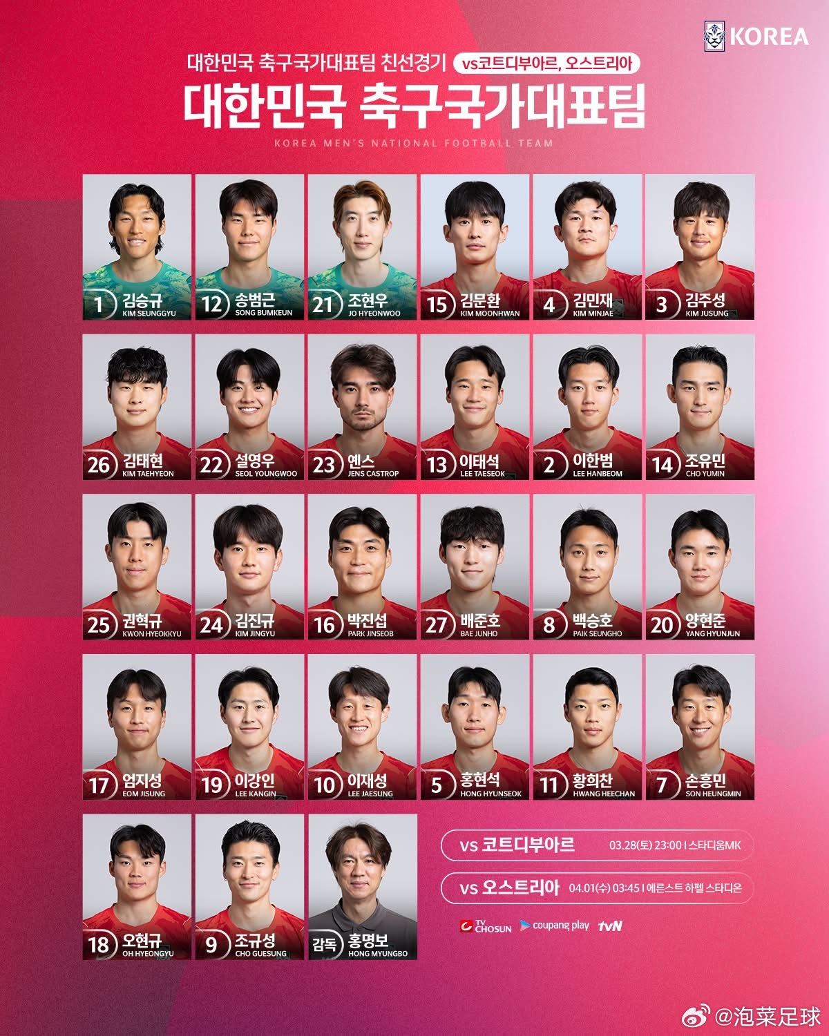 今天是个好日子！希望韩国男足能够如愿1000场收获胜利 