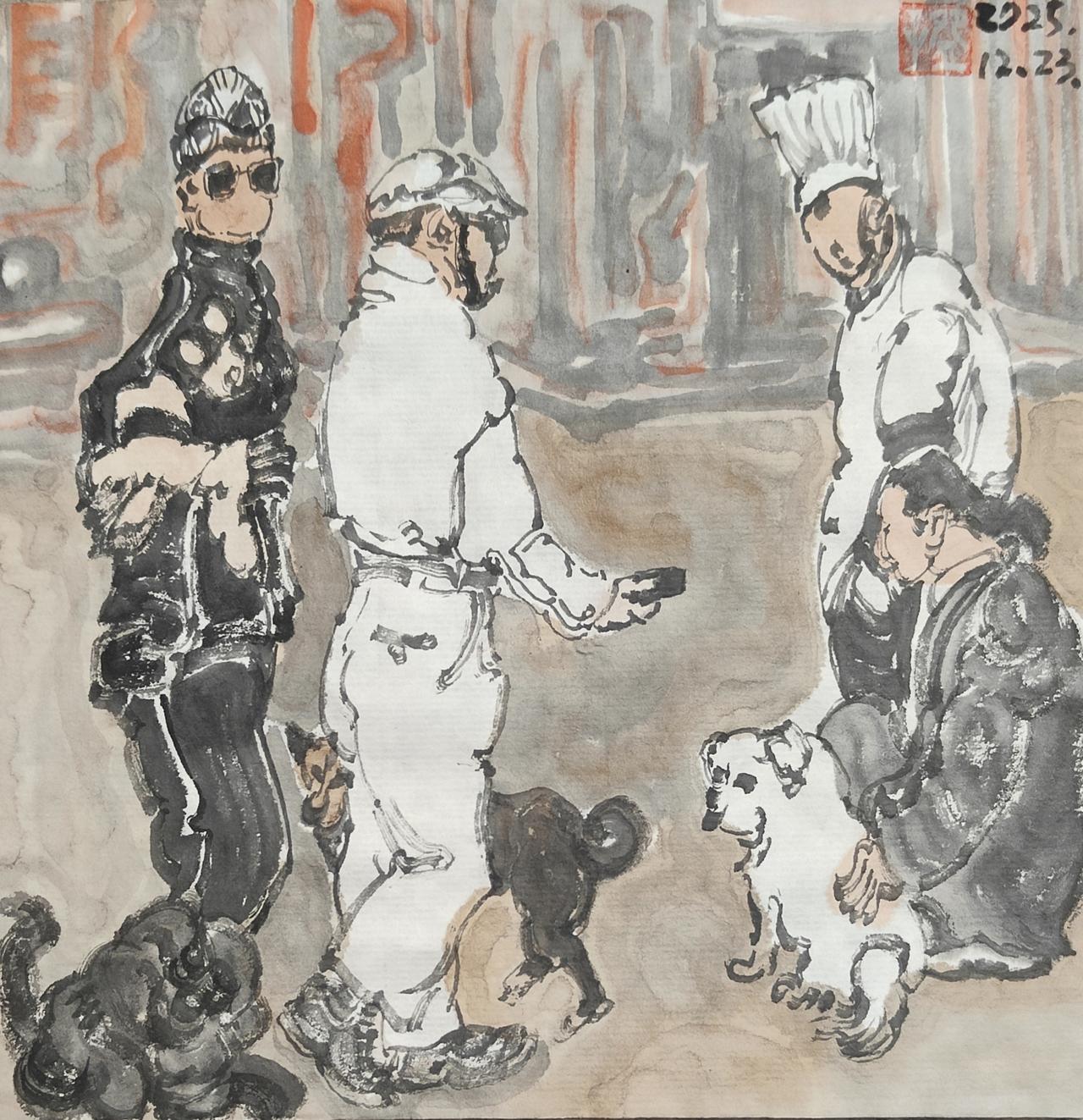 碗子的纸片水墨