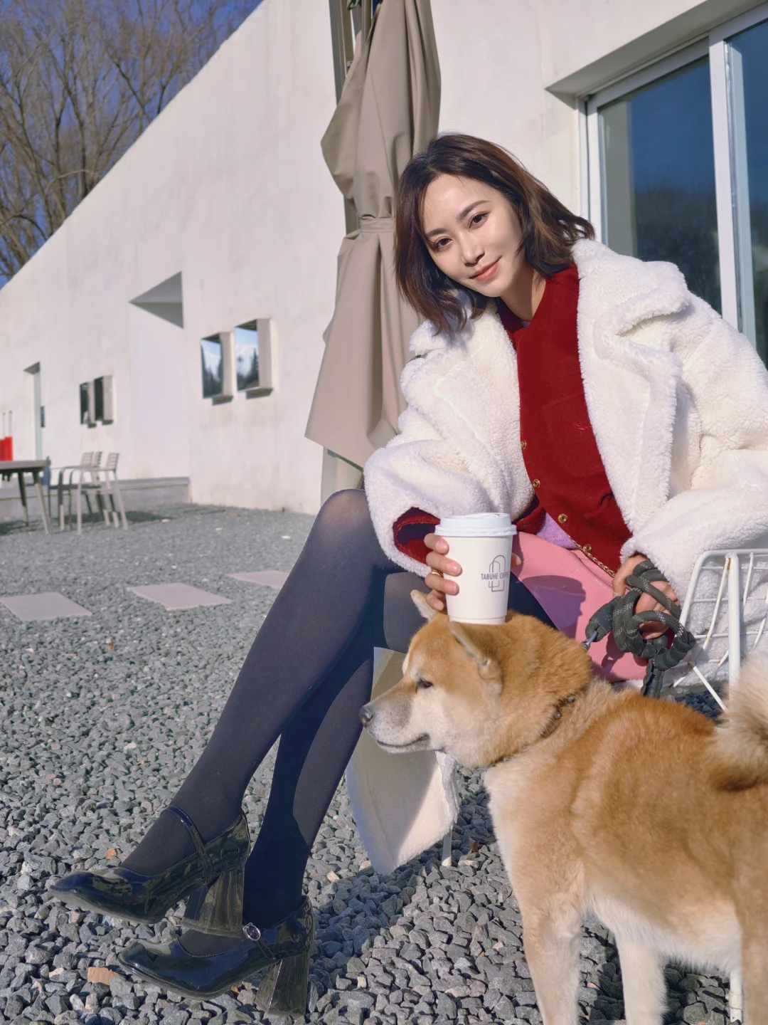 狗狗🐶社交天花板！喝咖啡耍草坪两不误