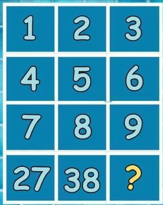 这是一道有趣的数字谜题，。画面中的九宫格内填充着数字，前两行和前两列数字完整，最