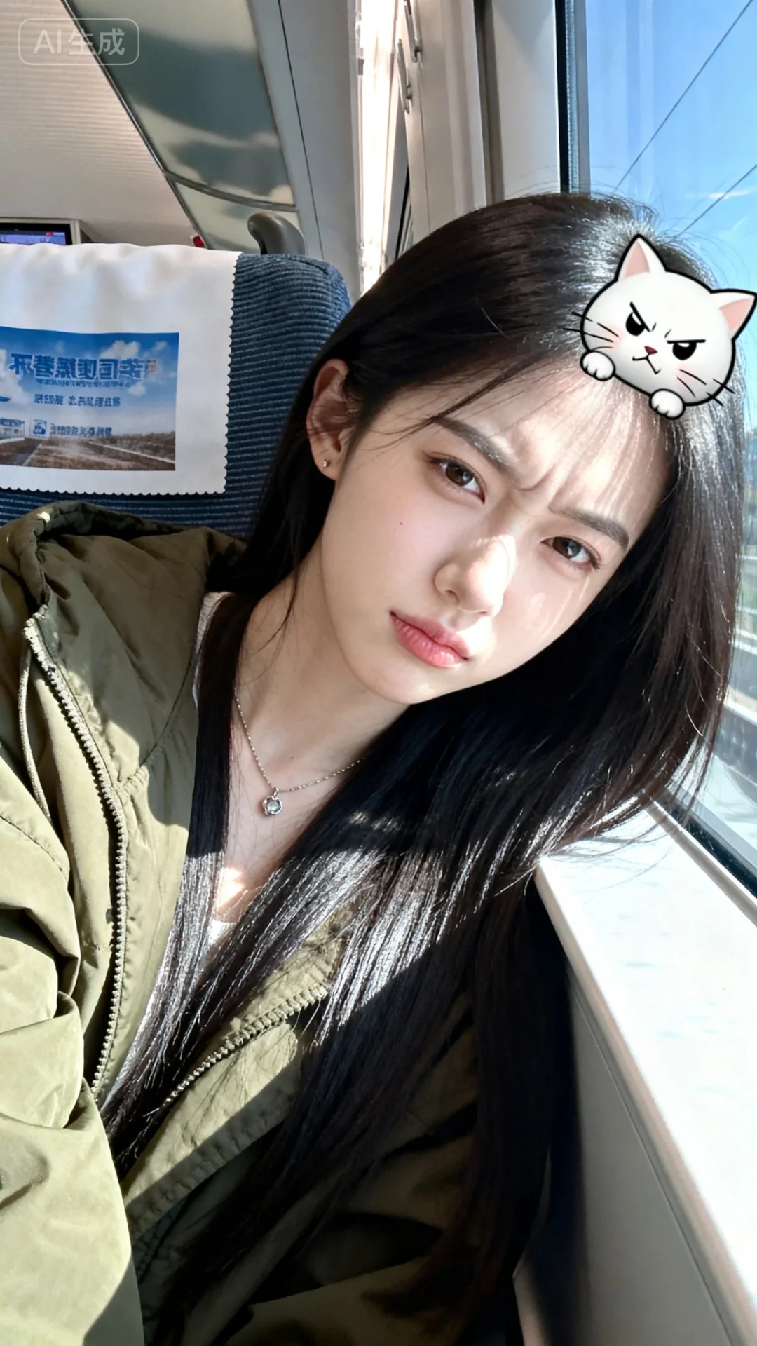 高清监控画面，高清分辨率，发丝垂坠且轻抚泛光，瓷感白肌肤，清纯动人，佩...