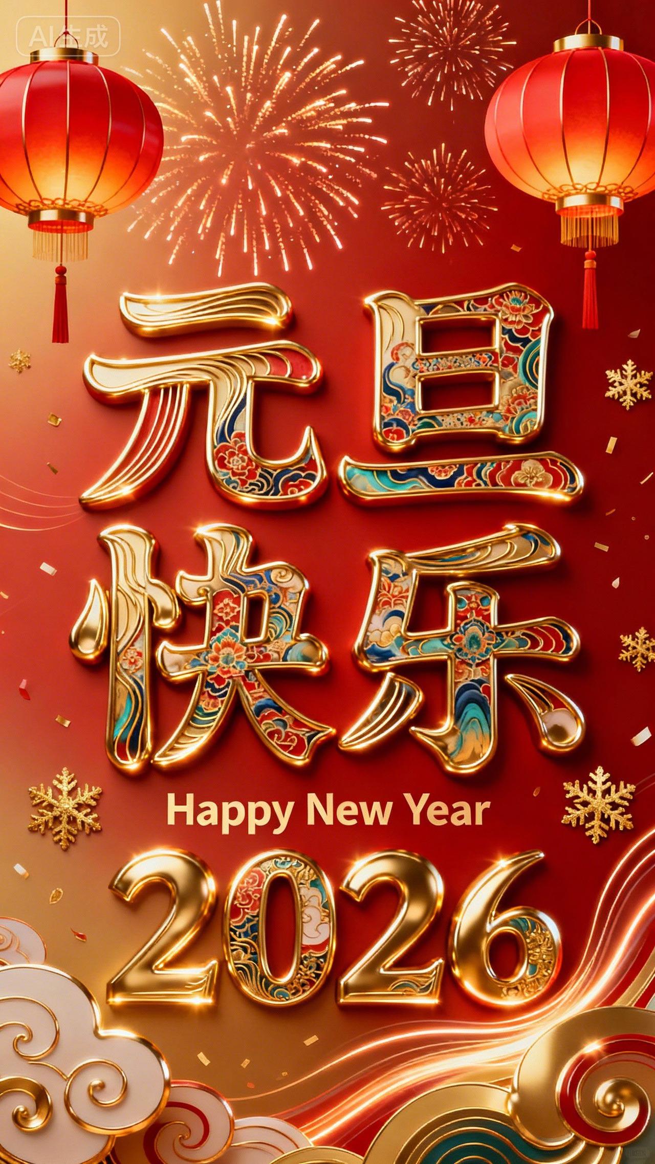 元旦快乐 见者好运 1过年家里布置氛围装饰 见者发财看者平安健康吉祥 马到成功