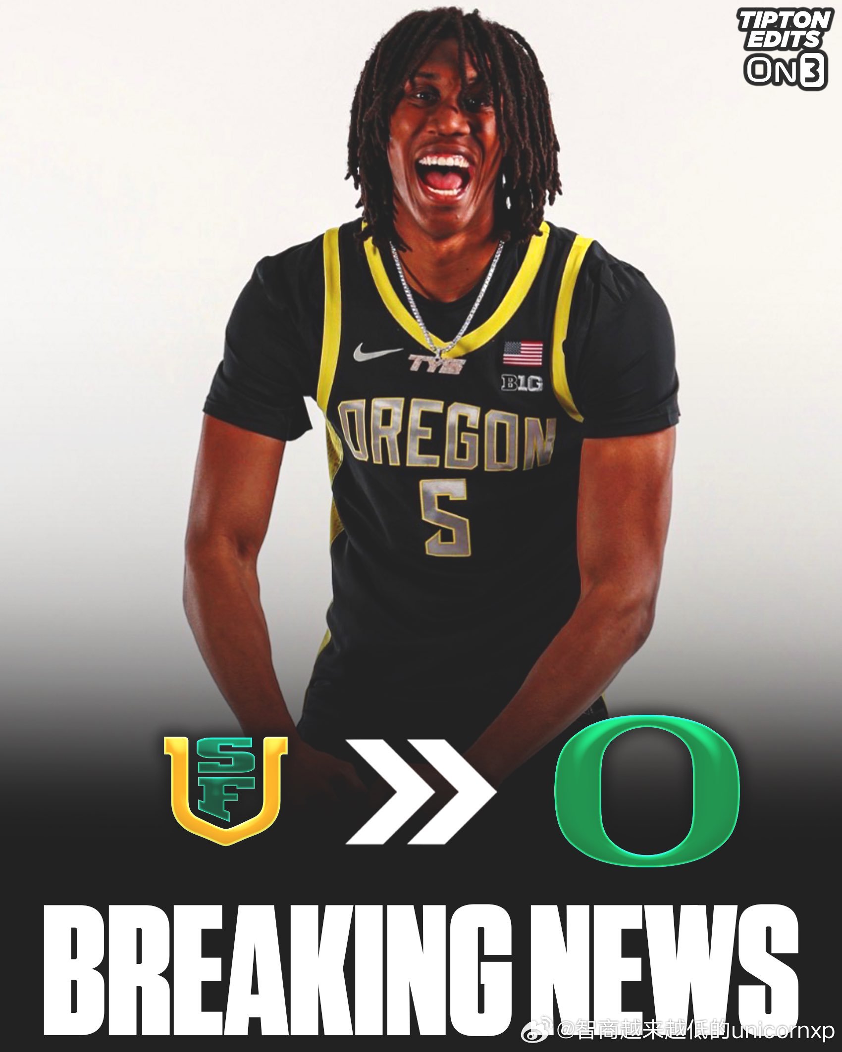 旧金山大学小前锋Tyrone Riley IV承诺俄勒冈大学NCAA 王俊杰 林