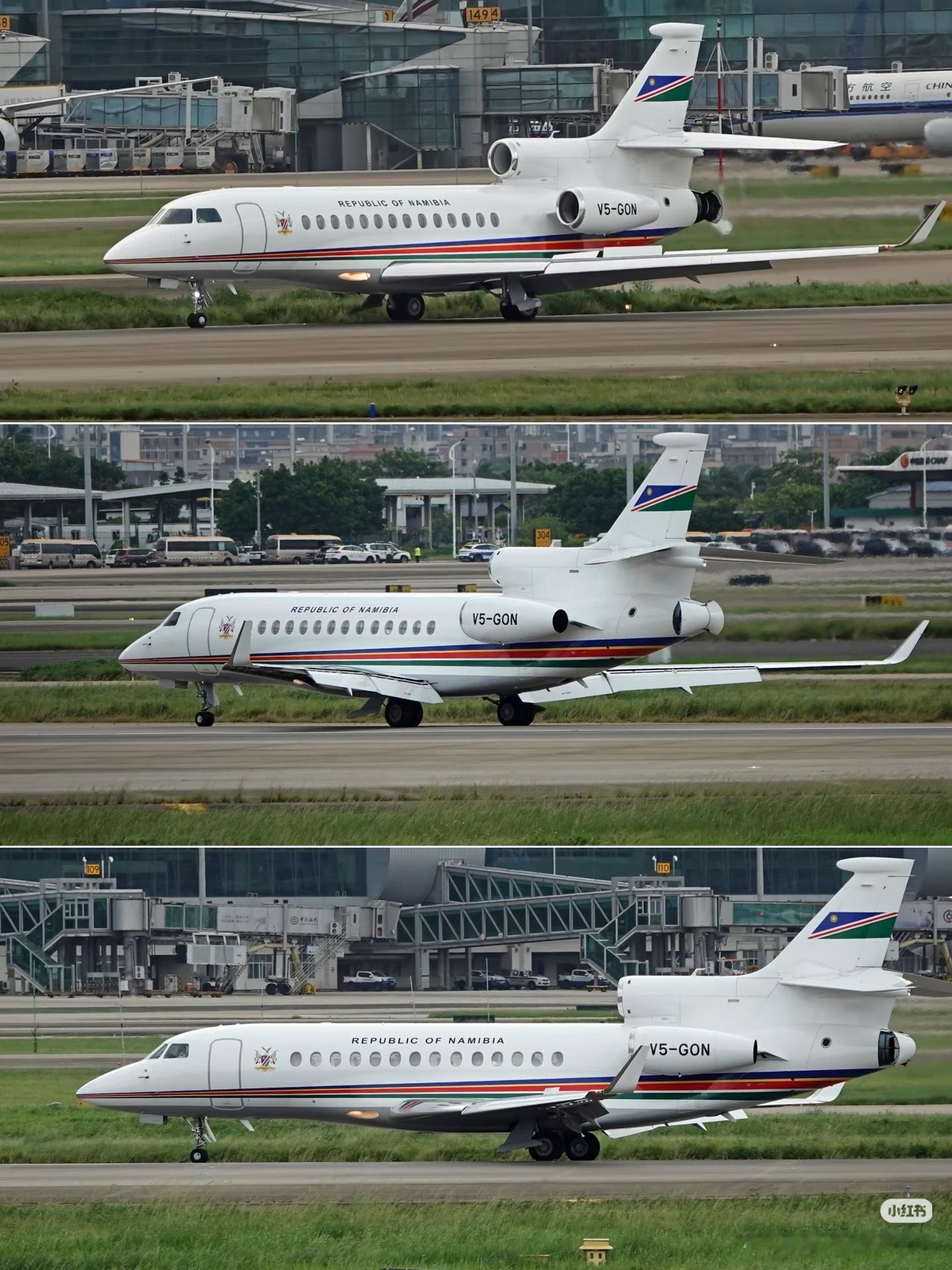 纳米比亚总统专机，猎鹰7X，在白云机场：猎鹰7X（Dassault Falcon
