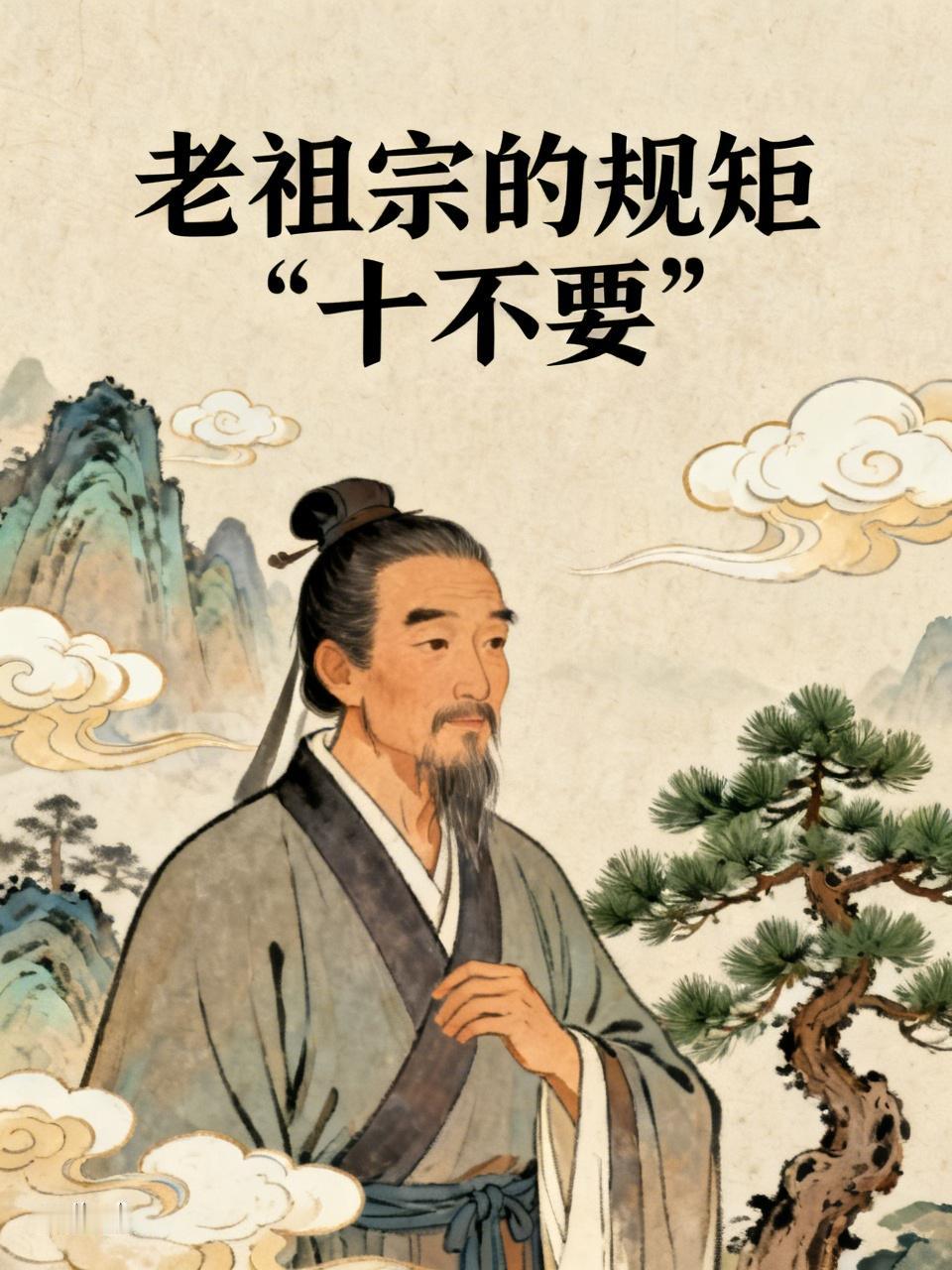 老祖宗的规矩“十不要”1. 筷子不要插饭碗里， 
2. 客人没走，不要扫地 
3