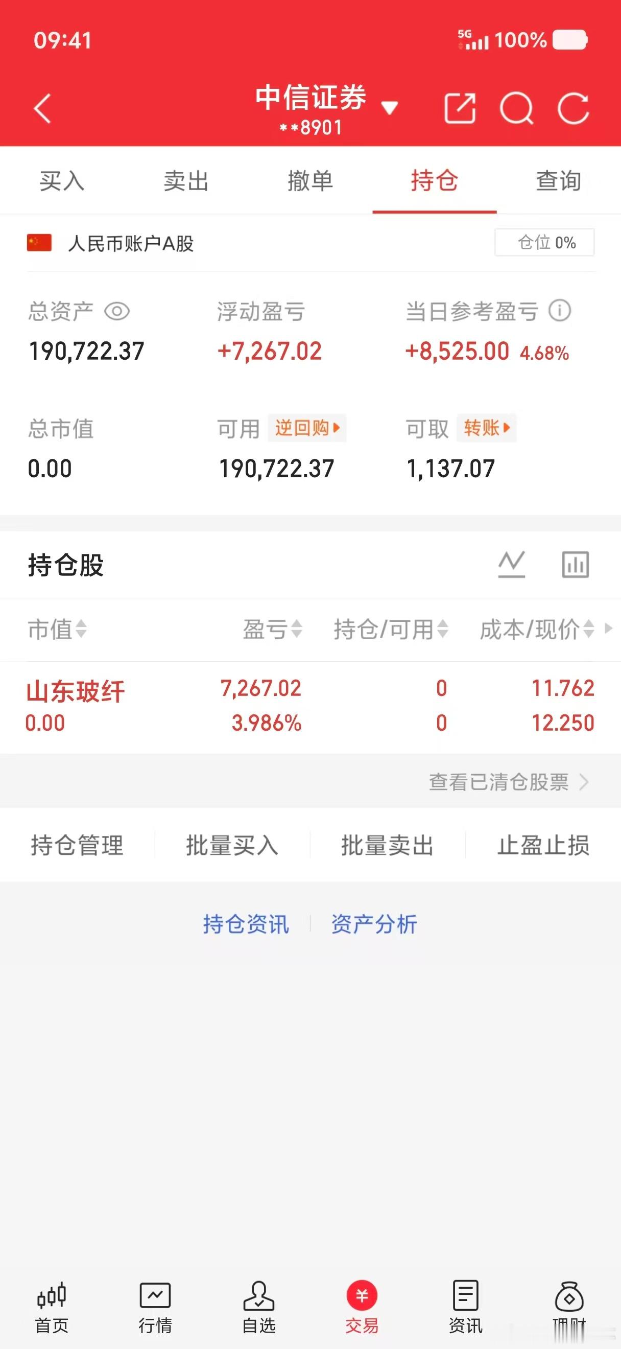 节后大红包10w本金记录到100w（第30天)今日卖出：605006 山东破纤今