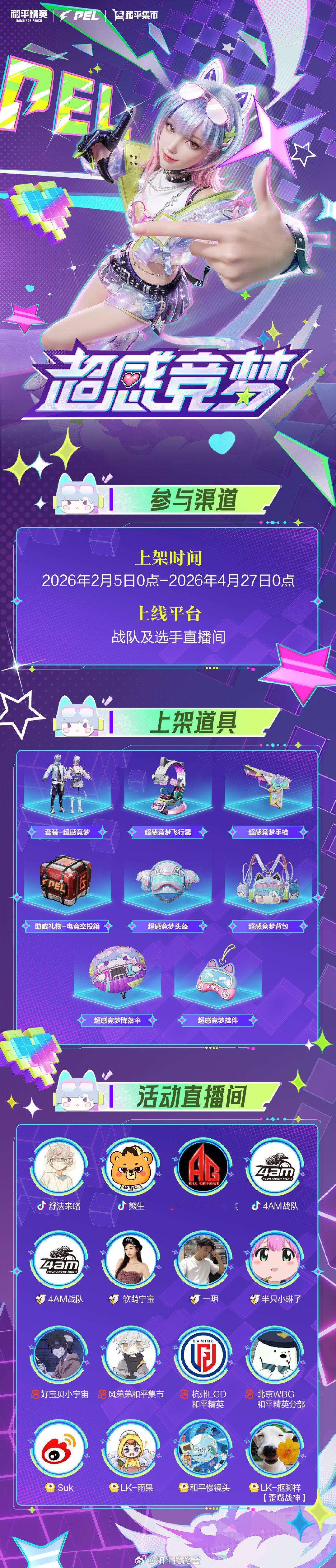【2026PEL春季赛】PEL春季赛主题皮肤和平精英超感竞梦想赢圈不住！2026
