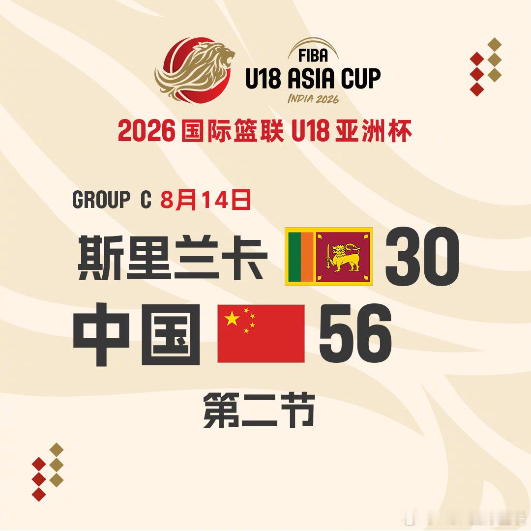 2026FIBAU18亚洲杯 第2️⃣比赛日小组赛C组 🇨🇳中国队vs斯里兰