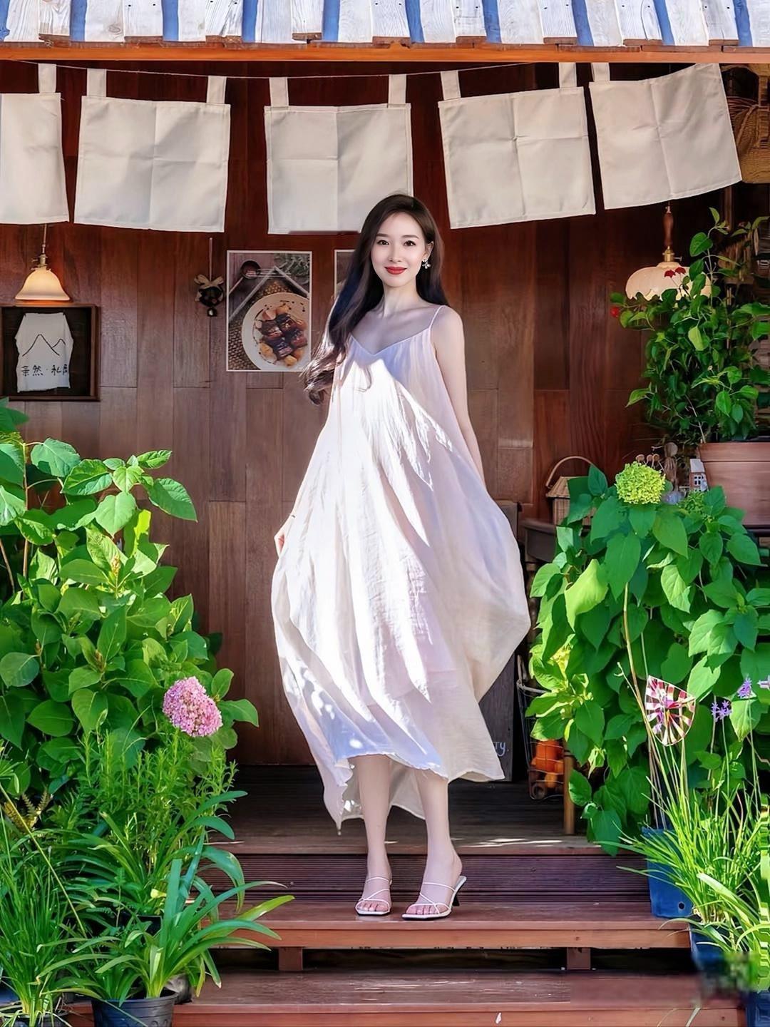 风里弥漫着夏天的气息，这气息中似乎蕴藏着气质女性的独特魅力。
夏天，悠然漫步于街