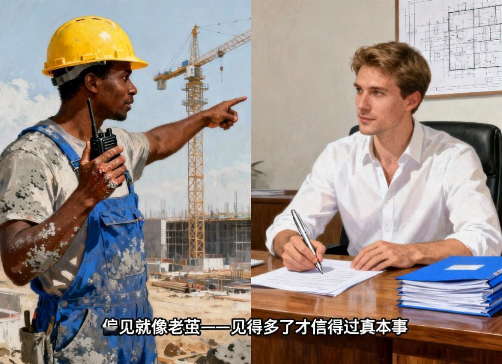 偏见是职场最贵的学费

工装裤沾满水泥的年轻人递来图纸，甲方愣了三秒：